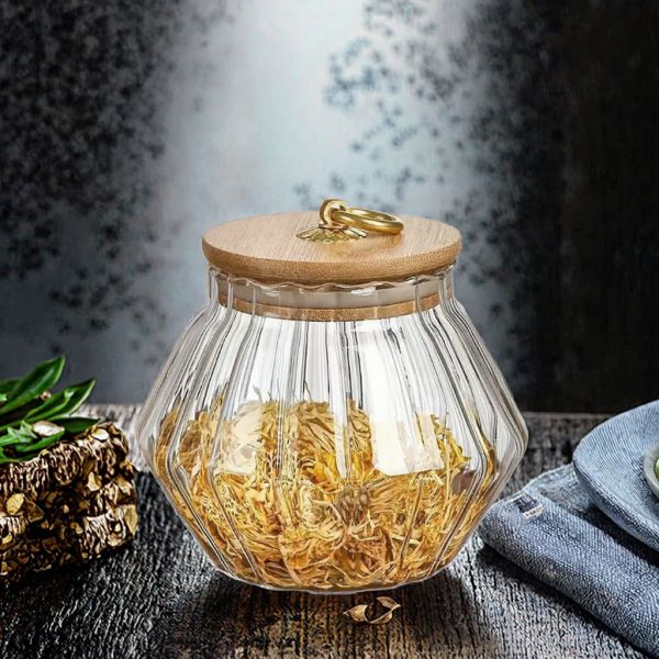 Modern Heatable Glass Storage Jar With Metal Handle Multifunction 500ml 600ml