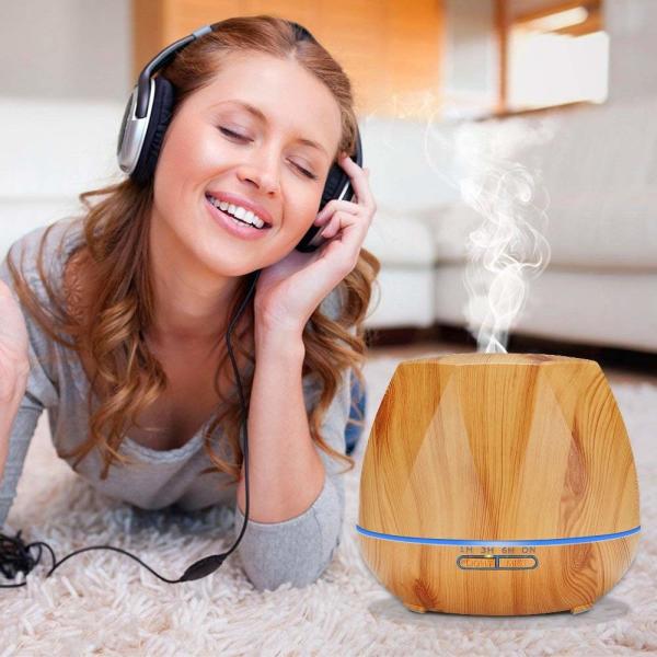 14W 2.4MHz 550ml Octagon Wood Grain Aroma Diffuser