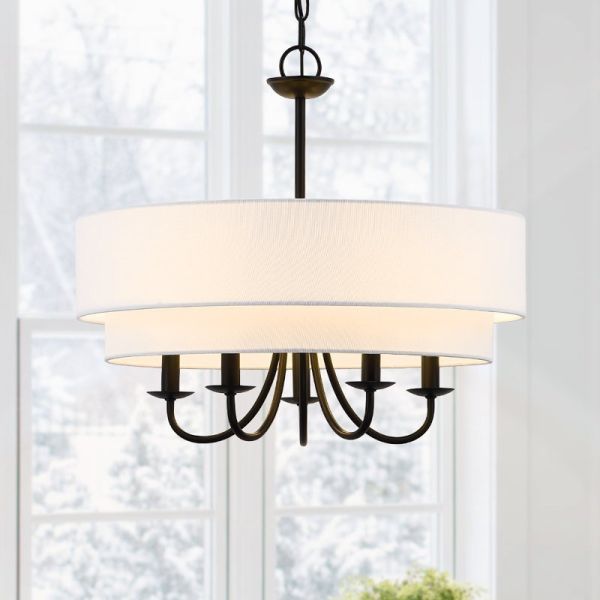 American Fabric Shade Chandelier Rustic Vintage Minimalist Fabric Pendant Lamp Retro Fabric Hanging Lighting (WH-VP-369)