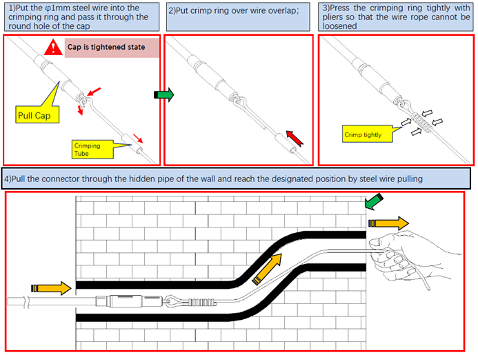 Pullable MTC-SC Through-wall Bullet SCAPC pre-connectorized FTTH Drop patch cord