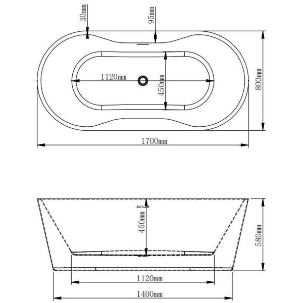 Hand Control Narrow Rim Border Popular Designs Ellipse Acrylic Freestanding Bathtub