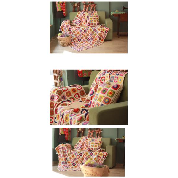Y-F 150*100 Crocheted Bohemian Gypsy Gorgeous Vintage Decor Lap Rug Daisy Granny Square Comfort Bed Blanket Throw