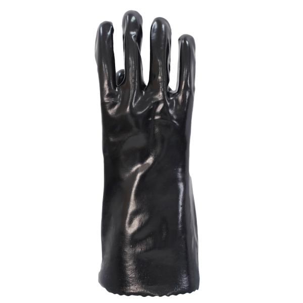 Industrial Smooth PVC Coated Chemical Gloves 35cm Long With Soft Cotton Inner