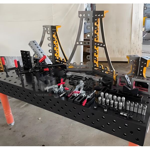 Steel Frame Mobile Welding Table D16 3D With Holes For Structural Stability