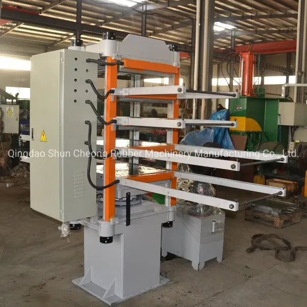 Factory Direct Sales Rubber Tile Vulcanizing Press with 4 Working Layers and 400X400X45 mm Plate Size Featuring Manual Push-Out Device