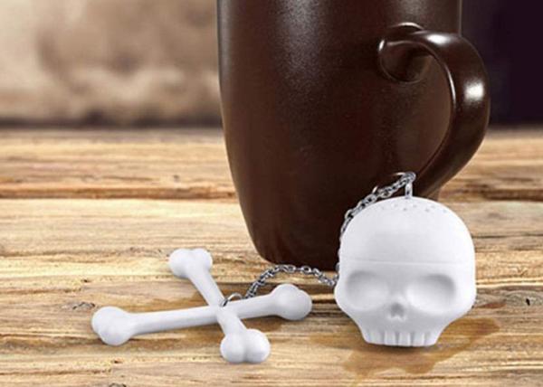 100% Food Grade Skeleton Skull Shape Tea Bag Strainer / Unique One Cup Tea Infuser
