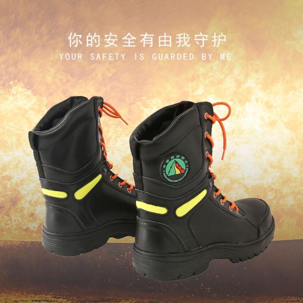 Rubber Sole Safety Boots In Black Genuine Leather For Security Work Protection