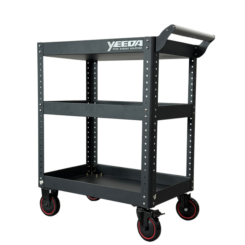 260kg Capacity Steel Heavy-Duty Trolley Cart with 5 Rubber Wheels for Workshop Tool Transport