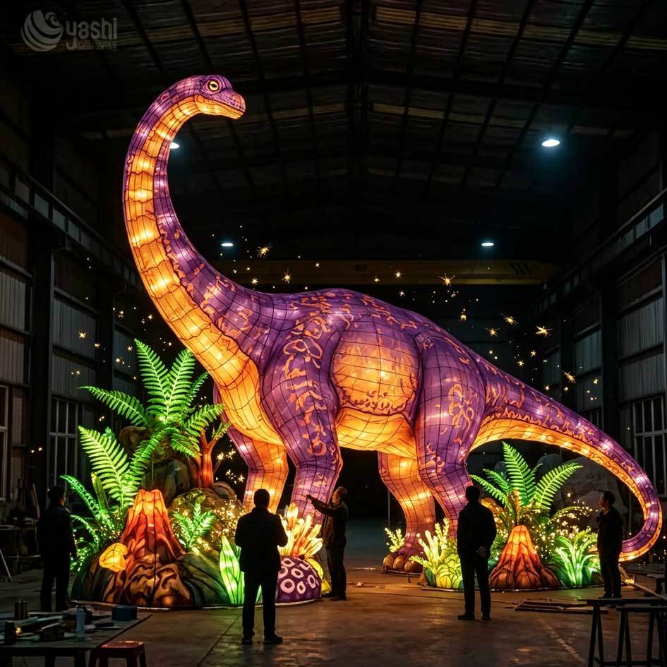 Giant Dinosaur Prehistoric Scene Festival Lantern Animal Lantern Christmas Decoration New Year Decoration Lighting Engineering Design