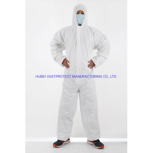 Waterproof Breathable Type 5/6 Cat 3 Disposable White Coverall with Antistatic Feature