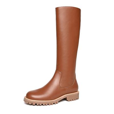 Deluxe High End Leather Knee High Length Fur Boots Customized Ladies Shoe Leather Boots