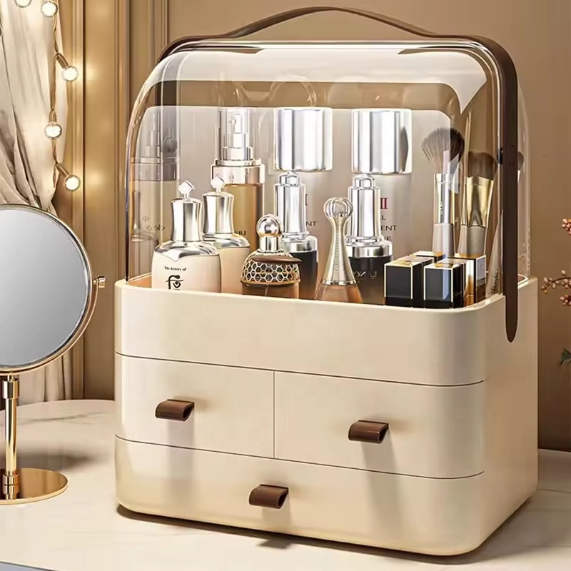 OEM Durable Plastic Cosmetic Storage Box Desktop Jewelry Organizer Makeup Storage Boxes with 3 Layers