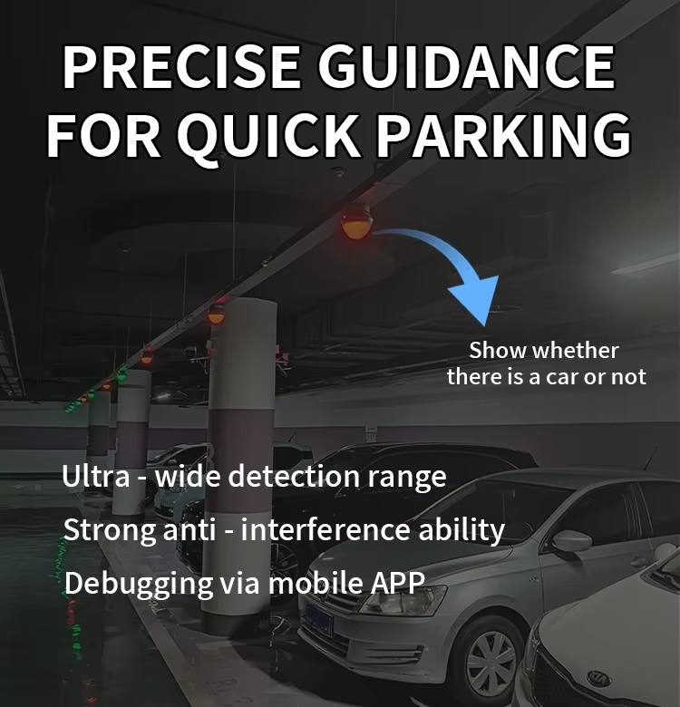 Front-mounted Ultrasonic Parking Sensor with 7 Adjustable Colors and 0.5m to 4.5m Detection for Smart Parking Guidance System