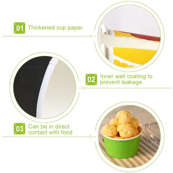 Customized Branded 2oz 4oz 6oz 8oz Disposable Ice Cream Paper Cup