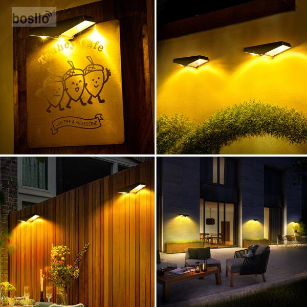 Solar Wall Light for Outdoor Garden 6000K White Light or 3000K Warm Light 5 H Solar Charging