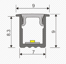 A220D recessed strip light, Aluminum + PC, SMD3014, 3000/4000/6000K, DC12V, 5W/M
