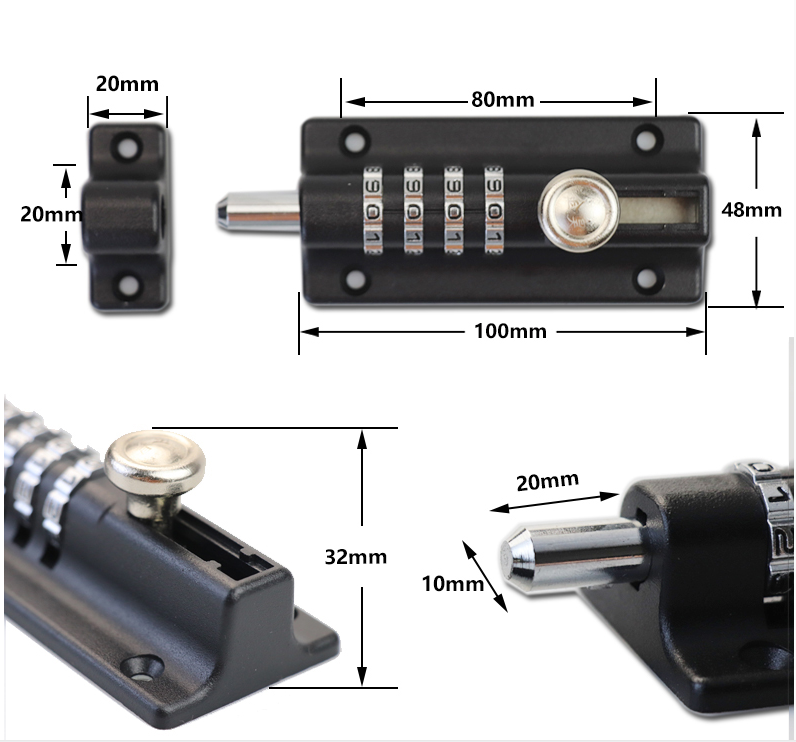 Sliding Door Bolt Lock Waterproof Padlock Password Bolt Lock Door and Anti-rust Cabinet Combination Padlock Mechanical with Pass