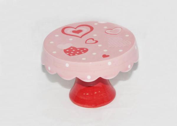 Valentine Day Decaled Ceramic Mini Cake Stand , Dolomite 4 Inch Cake Stand