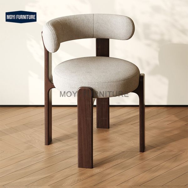 Solid Wood Dining Chairs Modern and Simple Backrest Makeup Chairs, Solid Wood Walnut Color Hotel Leisure