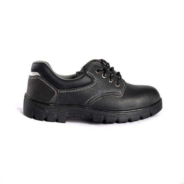Black Leather Mesh Metal PU Outsole Low Cut Puncture Resistant Construction Work Shoes