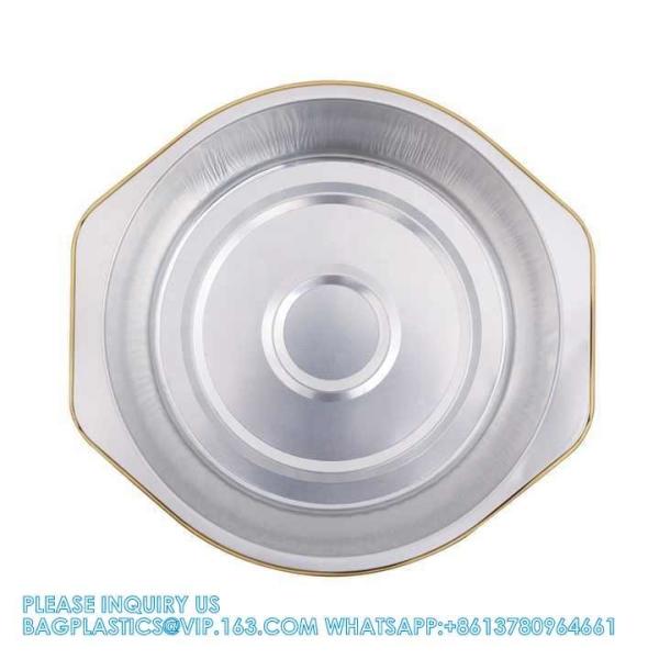 197mm Diameter 1430ml Fast Food Storage Foil Trays Aluminum Foil Pot For Catering Customize Logo Restaurant Disposable