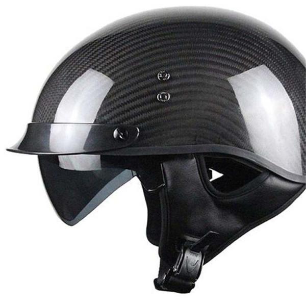 M.L.XL.XXL Black Carbon Fiber Motorcycle Helmet Half Face DOT ECE Certification Custom