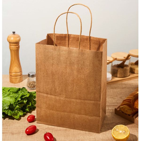 Eco-Friendly Recyclable Kraft Paper Bags & Food Grade Disposable Takeaway Bags for Safe Food Contact