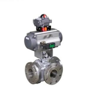 Stainless Steel Flange End Vacuum Ball Valve With Pneumatic Actuator DIN Standard