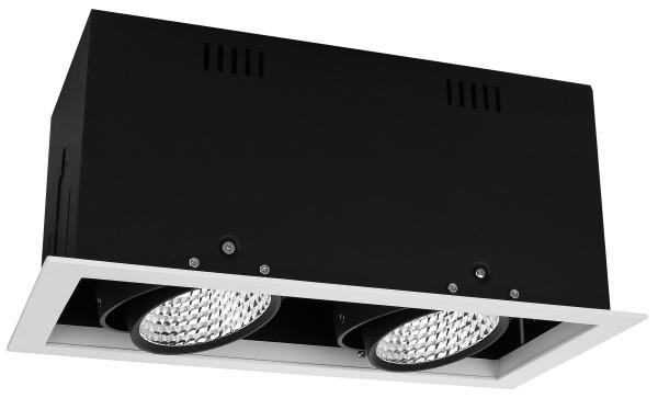 High CRI 95 2*30W Double Head Trim Square 30deg Tiltable 1050mA  Commercial LED Downlights