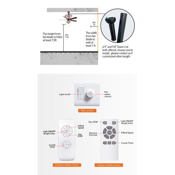 Luxury 6000LM 48 Inch 1220MM Chandelier Crystal Ceiling Fan Light For Living Room