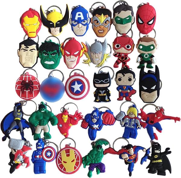 Cartoon Keychains Key Goodie Bag Stuffer Christmas Gift Holiday Charms Kids Birthday Party Favors School Carnival
