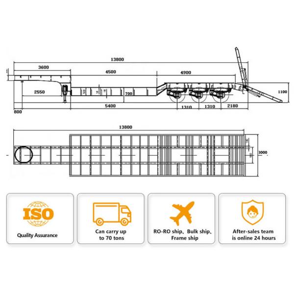 40FT 3 Axle Gooseneck Low Platform Semi Trailer Flatbed Semi Trailer 3 Axle Trailer