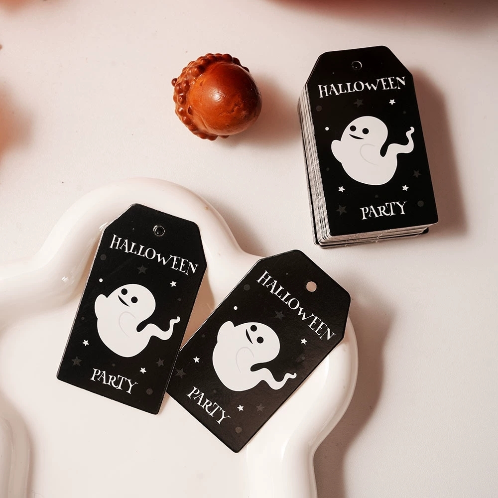 Halloween Paper Hang Tags With Festive Pumpkin And Ghost Prints For Retail