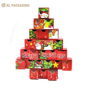 Luxury Custom Tree-Shaped 24-Day Christmas Advent Calendar Box