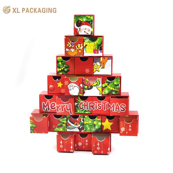 Luxury Custom Tree-Shaped 24-Day Christmas Advent Calendar Box