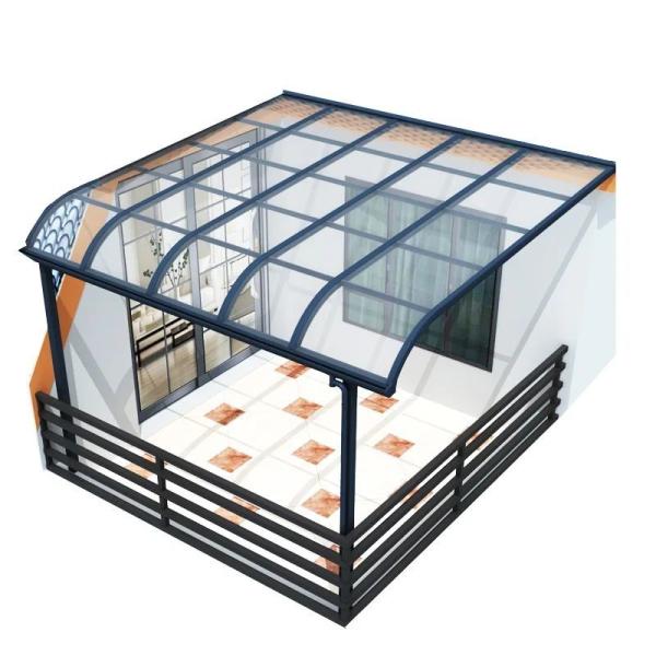 Grey Aluminum Frame and Grey Polycarbonate Roofing Awning Engineered with Thermal Expansion Accommodation and Waterproof Sealing System for Outdoor Shelter