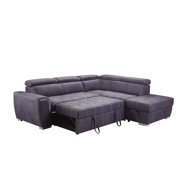19766 L3 Hot Sale L shape Sofa Luxury Grey Mushroom Black Foldable Large Comfortable Sofa
