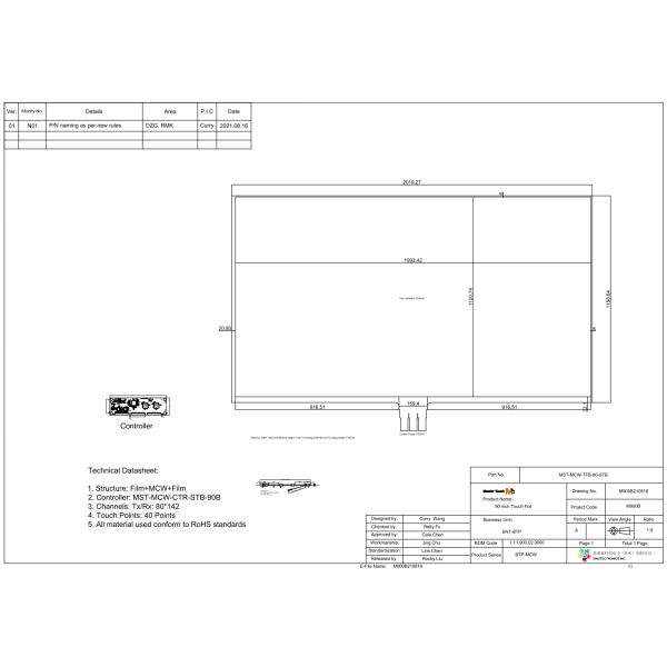 1-40 Points 90 Inch Conductive Touch Screen Foil Anti Light Interference