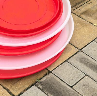 Red High Durability Circular Shape Feed Tray For Chicken