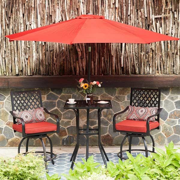 Metal Bistro Table Bar Height Outdoor Square With Umbrella Holes