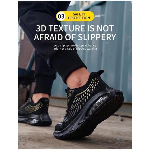 Industrial Work Flyknit Safety Shoes With Air-cushioned Sole And Kevlar Midsole