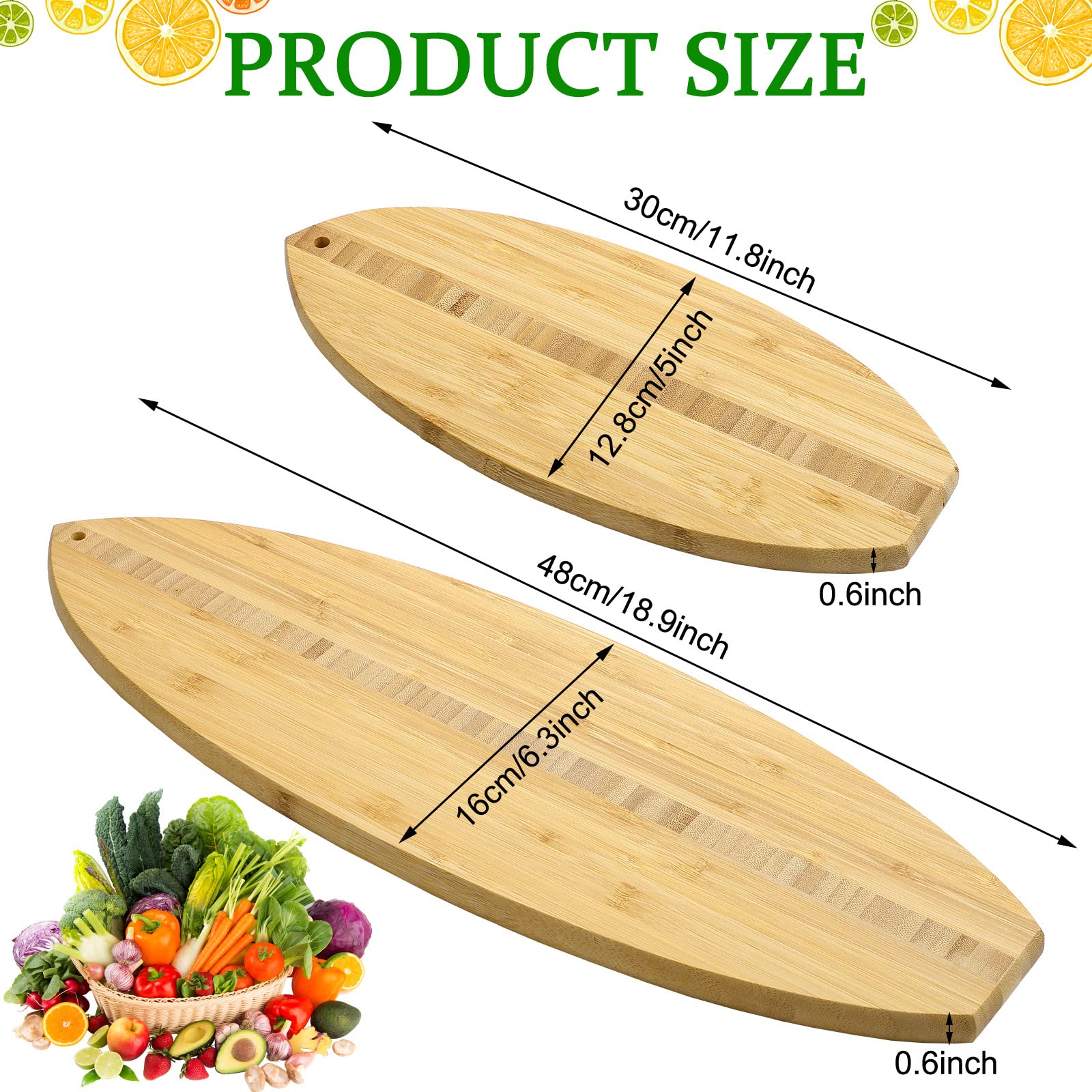 Моя разделочная доска 2pcs блока мясника Surfboard форменная бамбуковая деревянная