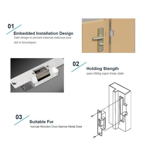 Stainless Steel 500KG 12VDC Electric Strike Lock For Door