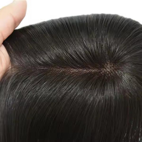 Top Quality 100% Remy Hair Women Toupee 14 16 inch natural black fine mono base Human Hair Toppers 6X12cm