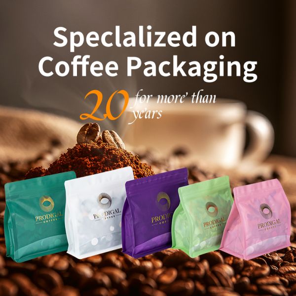 Recyclable Materials Food Grade Safety Valve Zipper Square Bottom Plastic Coffee Beans Packing Bags