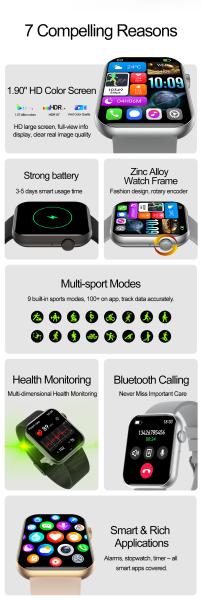 HW92 Homme d'affaires Smart Watch Reloj Intellectuel Pouls du cœur Smartwatch