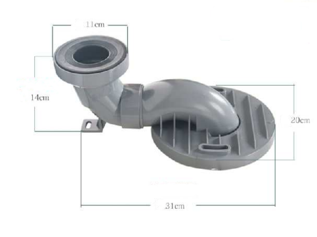 Grey PVC Toilet Drain Valve, Bathroom Flushing Pipe, Toilet Pipe, Sewage Pipe