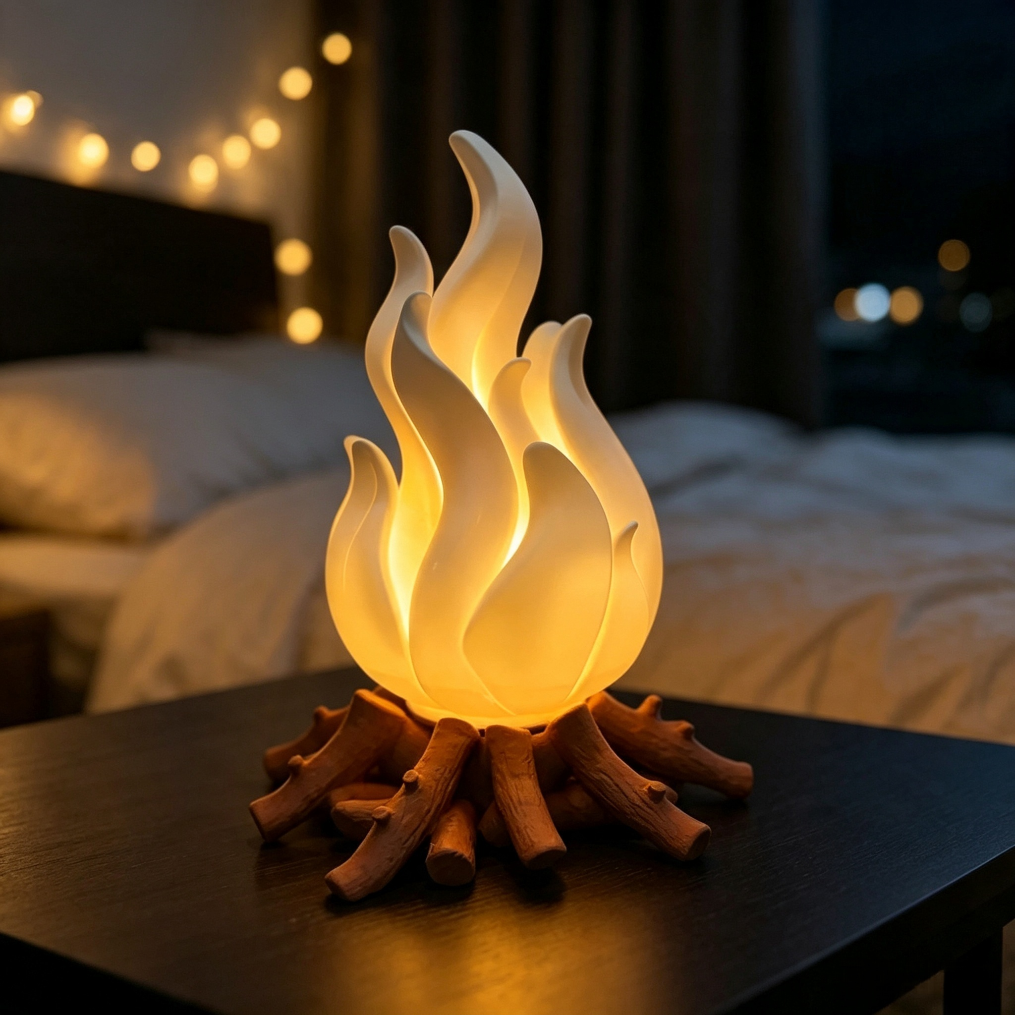 Campfire Flame 3D Printed Lighting Fixtures, Warm LED Table Night Light