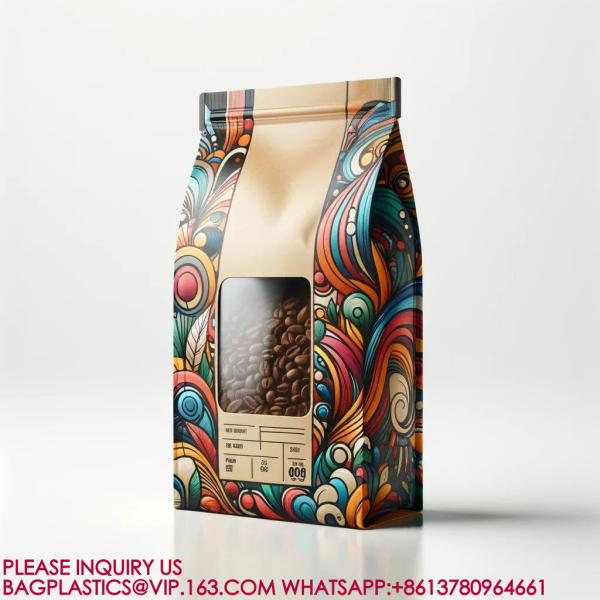 Flat Bottom Pouches, Square Bottom Pouch, Custom Printed Coffee Beans Packaging