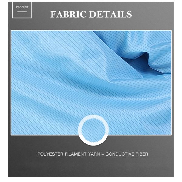 Custom Size ESD Coverall with Surface Resistance 10e6-10e9 Ohm for Class 100/Class 1000 Cleanroom Suit